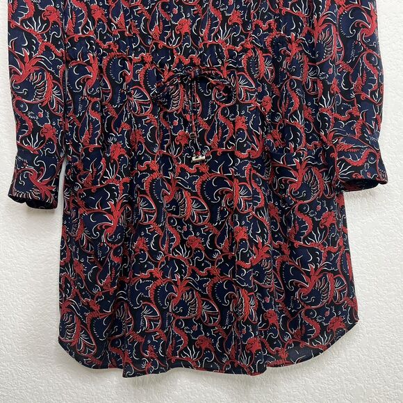A.L.C. Dress Womens Size 2 Sullivan 100% Silk Floral Tie Waist Long Sleeve s26 - Picture 5 of 10